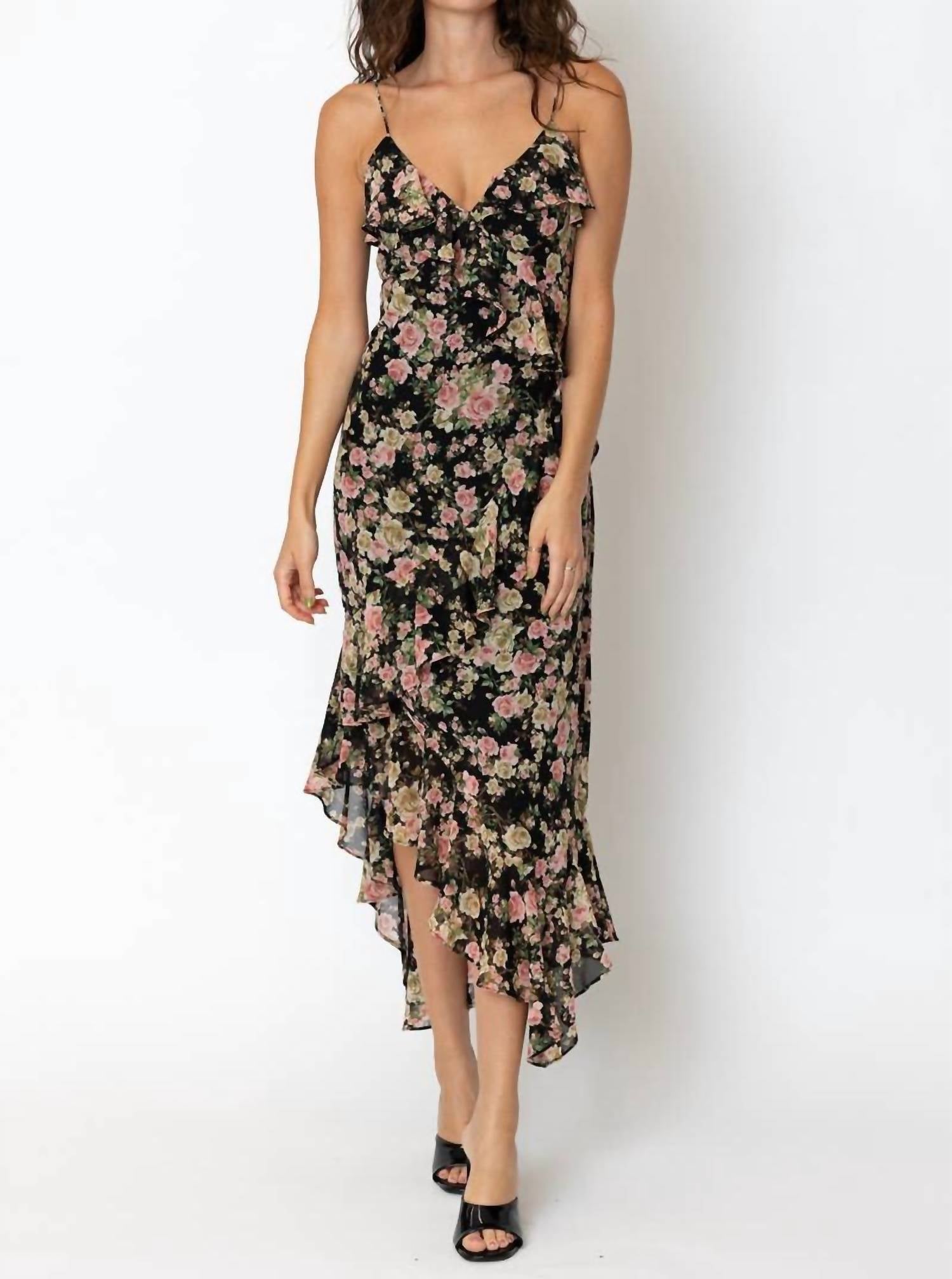 

Платье Madalynn в черном цвете с цветочным принтом EN CREME