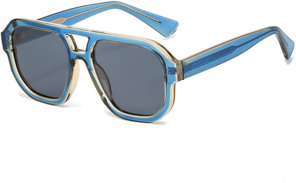 

Солнцезащитные очки UV400 с двойной перемычкой и прозрачными линзами, подходят для женщин и мужчин, для бега и занятий спортом на открытом воздухе UYPTK, Blue Champagne Grey