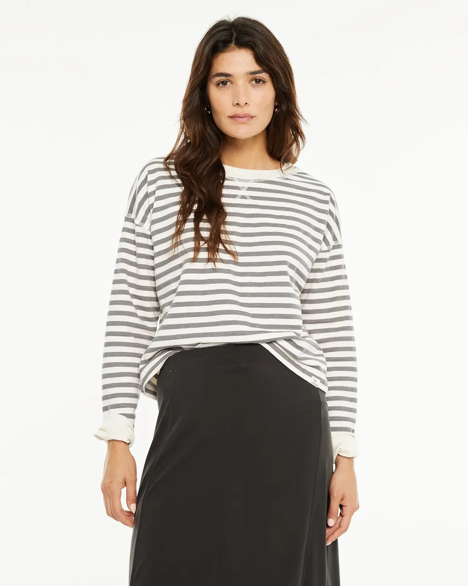 

Женская толстовка в полоску с круглым вырезом System Action, серый/белый