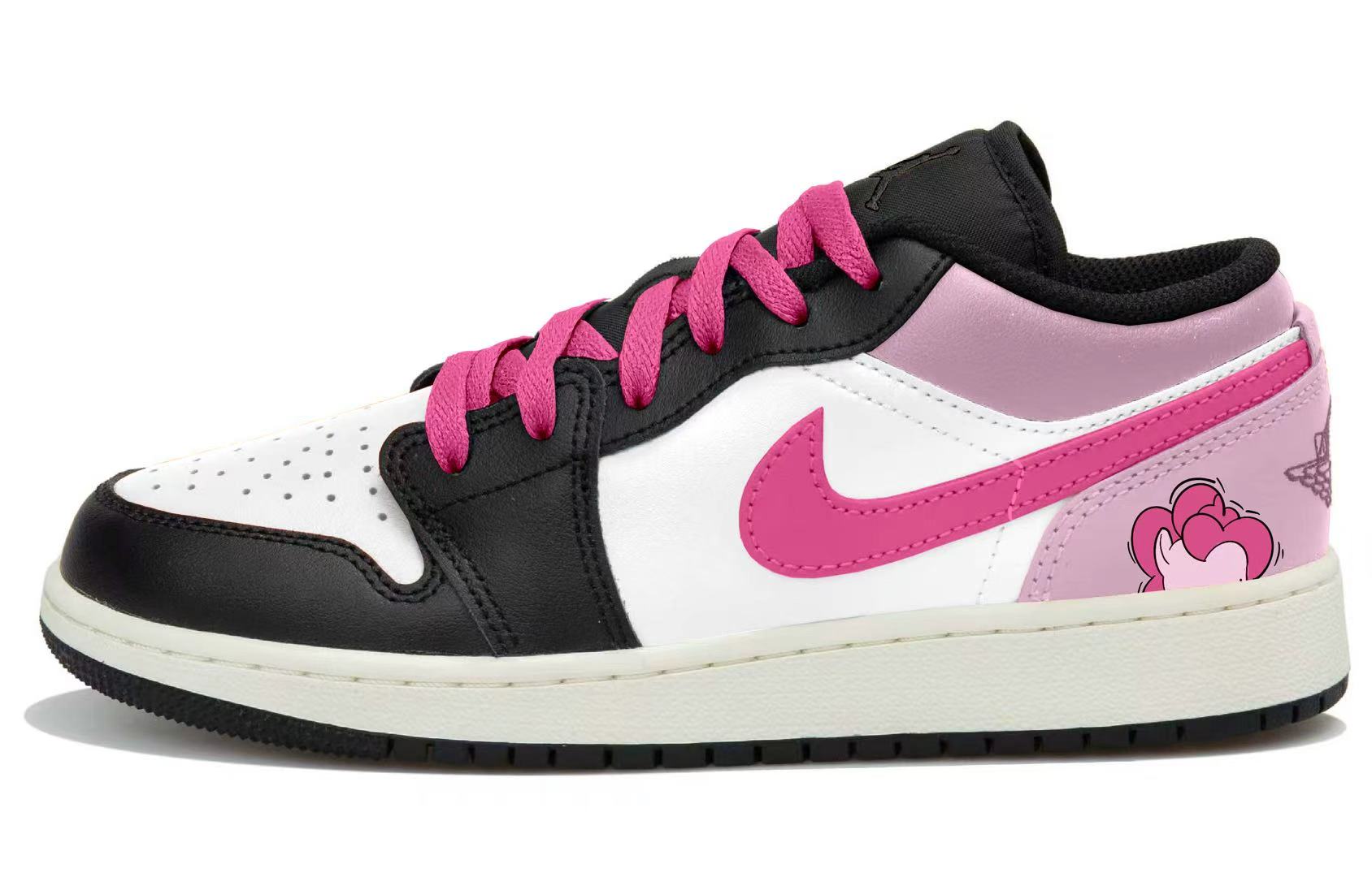 

Jordan Air 1 Synthetic Leather Low top Детские баскетбольные кроссовки White Black Pink для подростков