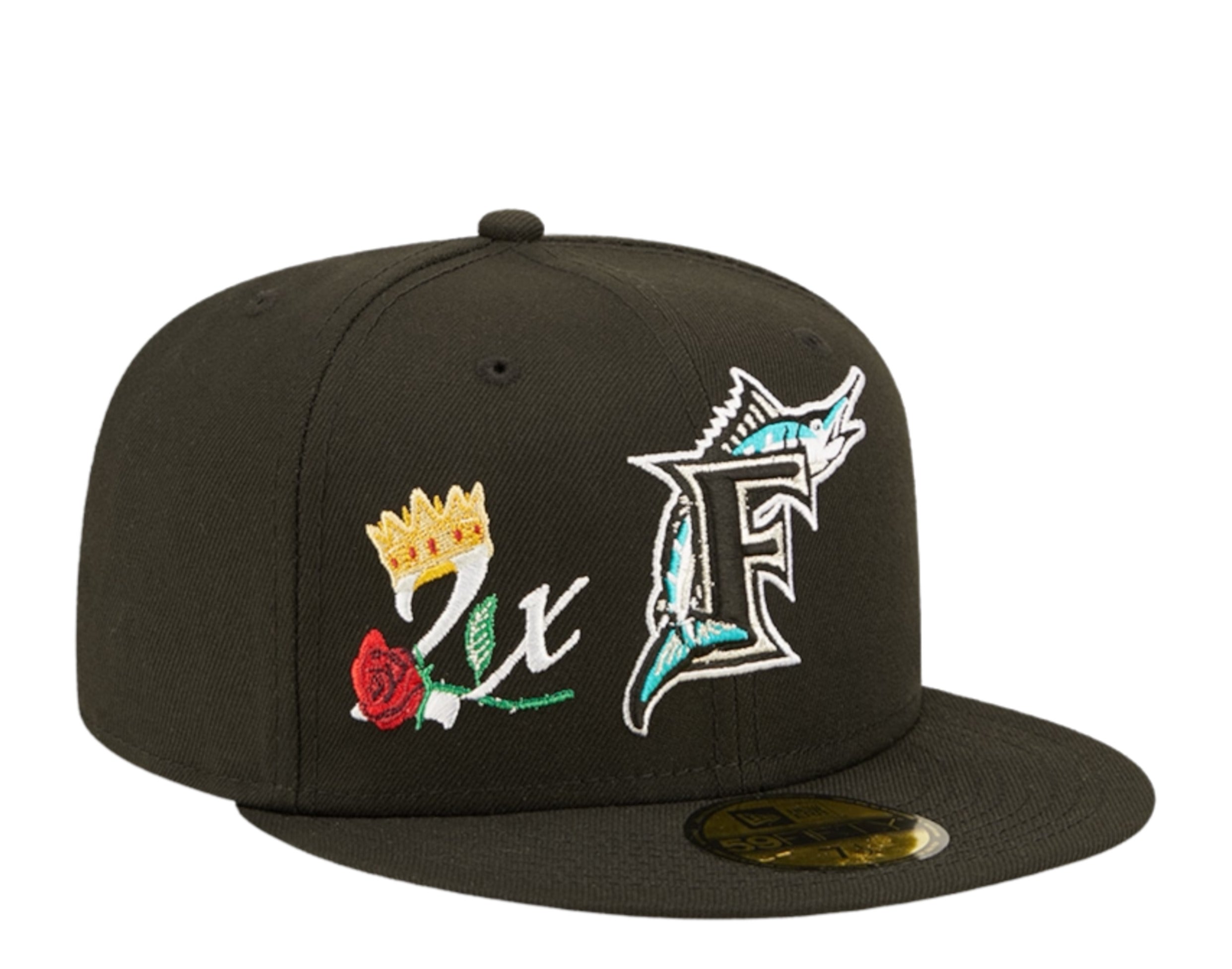 

Кепка New Era 59Fifty MLB Florida Marlins 2X Champs черная облегающая 60243486