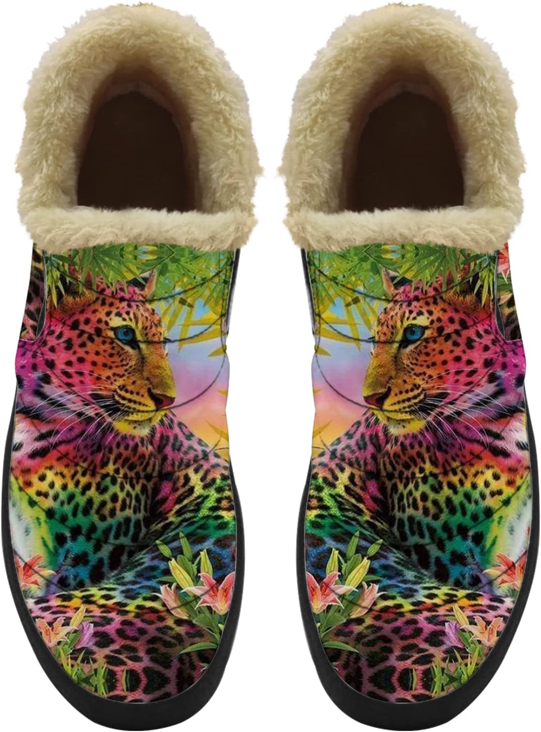 

Ботинки-гепарды для женщин и мужчин, зимние снегоходные сапоги, модные низкие кроссовки, слипоны, ботильоны на щиколотку, подарки ко Дню святого Валентина Ximem, Rainbow Cheetah