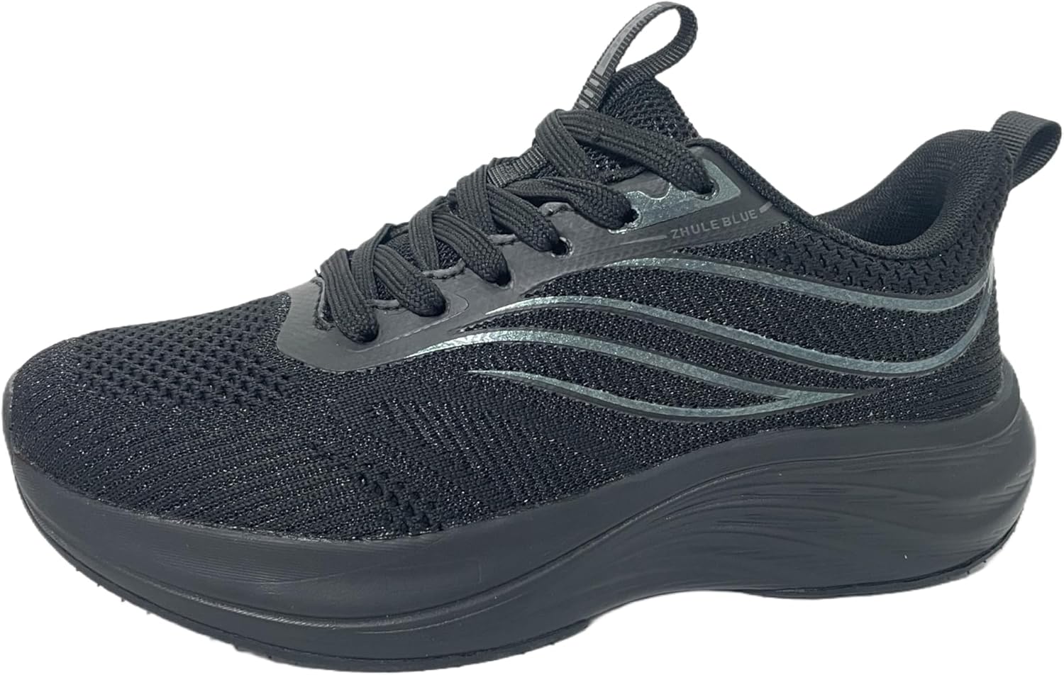 

Спортивные беговые кроссовки, вязаные сетчатые кроссовки, подошва с амортизацией волной, дышащие и удобные для ходьбы Generic, черный