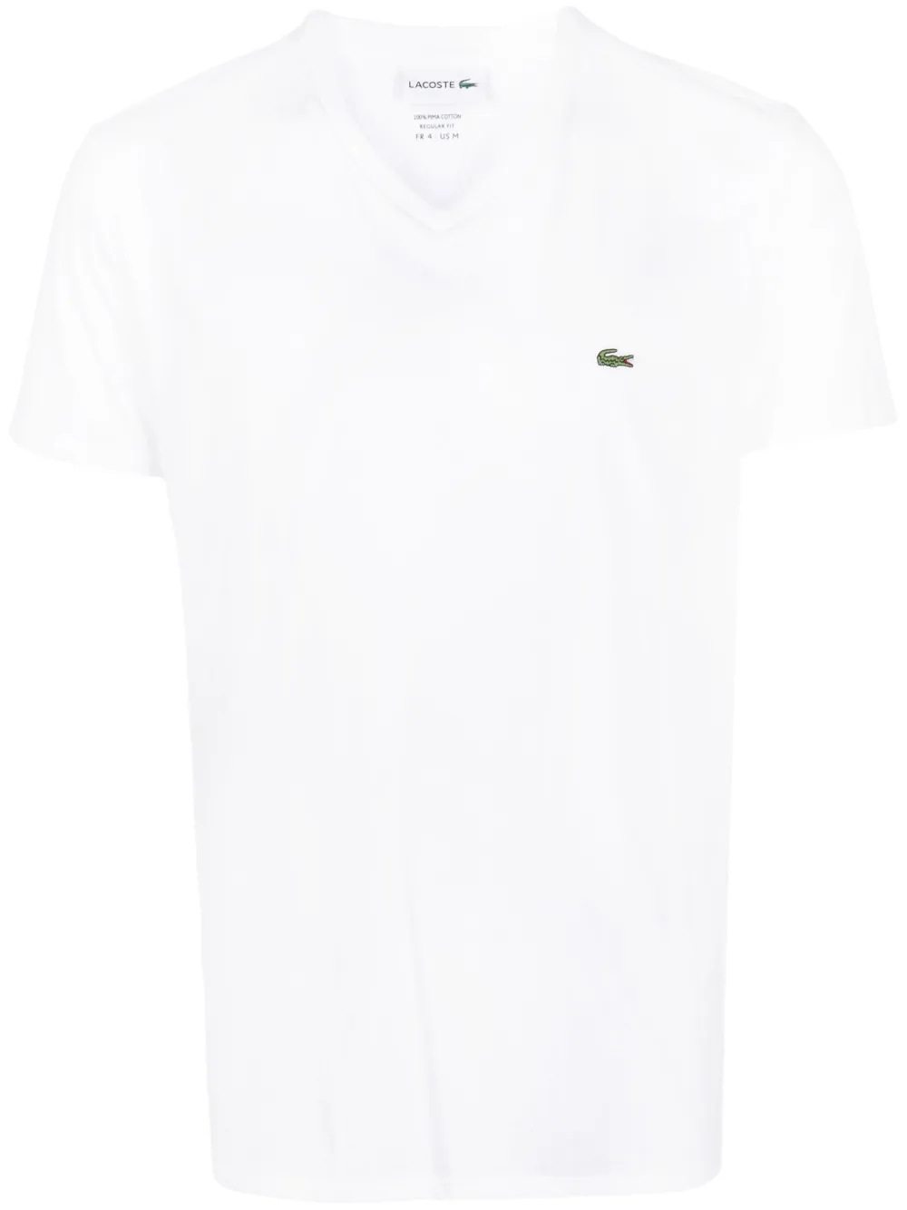 

Футболка из хлопка с V-образным вырезом и нашивкой-логотипом Lacoste, белый