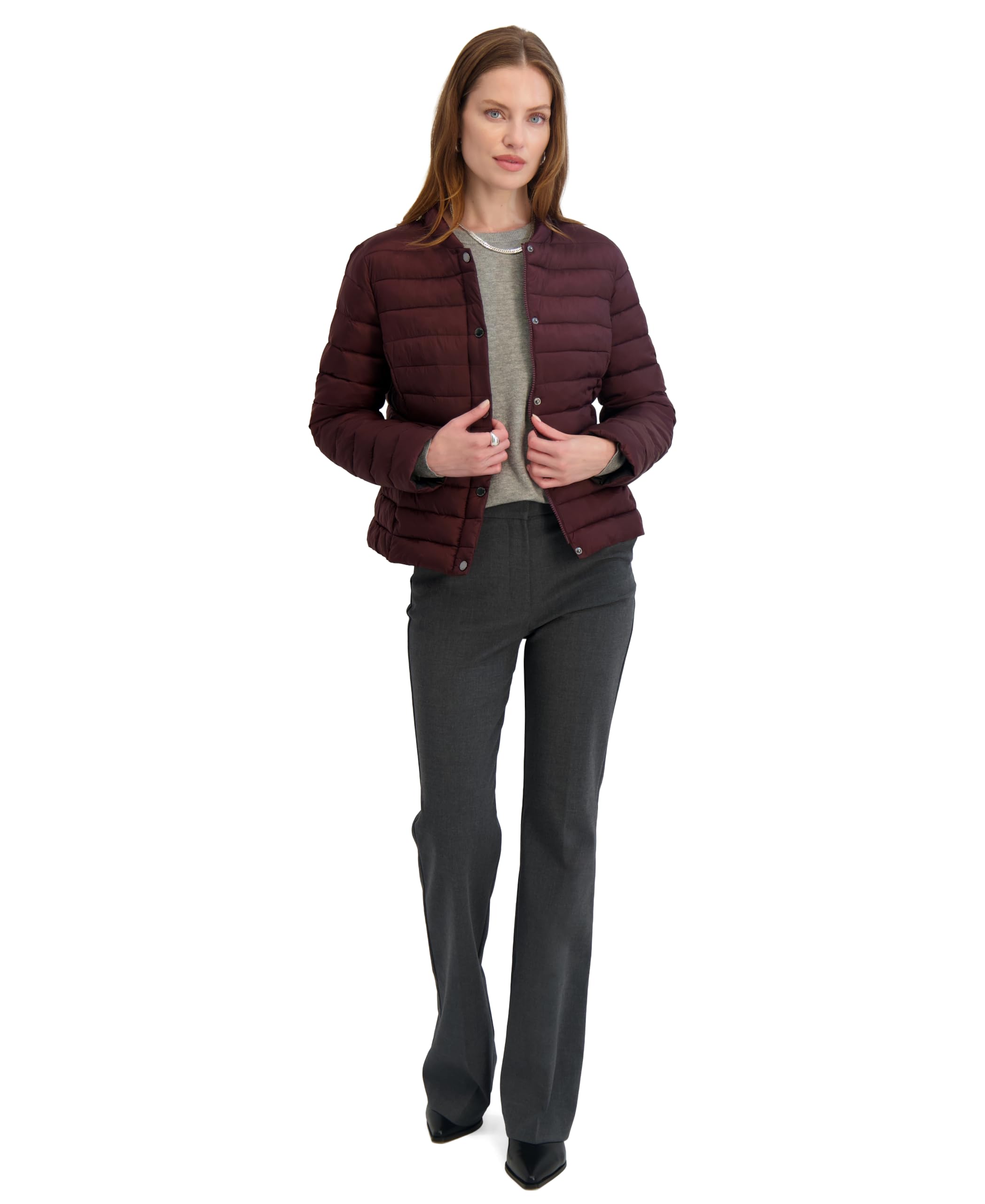 

Женская легкая стеганая куртка TAHARI из эластичного материала с застежкой на кнопки Tahari, Cherry