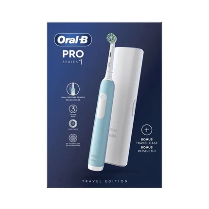 

Электрическая зубная щетка Procter & Gamble Oral-B Pro 1 синяя с дорожным футляром Procter Gamble