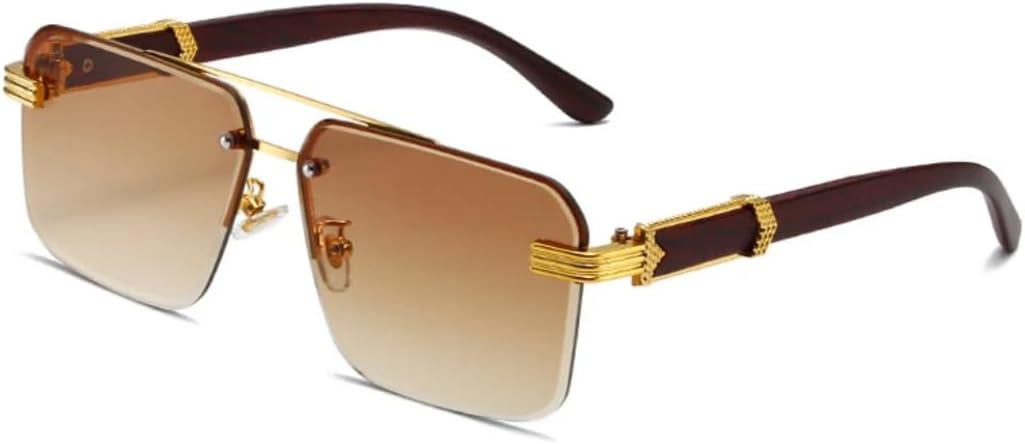 

Солнцезащитные очки с защитой от УФ-излучения UV400 | Без оправы, в стиле панк, с разноцветными линзами | Для женщин и мужчин, для занятий спортом на открытом воздухе и вождения DSVIGF, Gold-brown