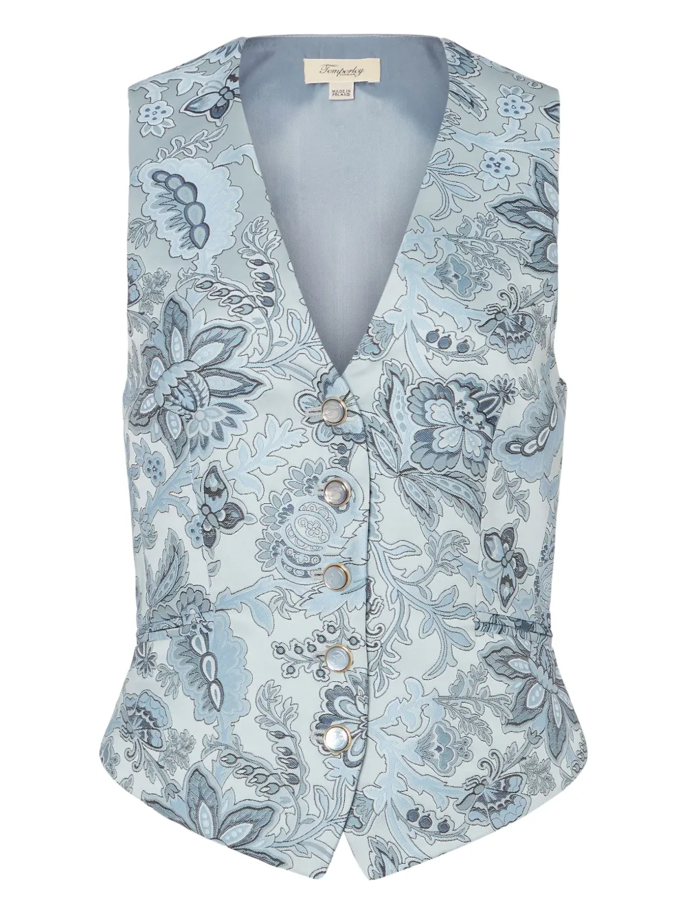 

Жилет на пуговицах с цветочным принтом Temperley London, синий