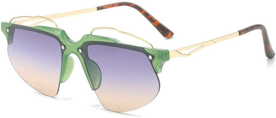 

Модные женские солнцезащитные очки без оправы в стиле панк, «кошачий глаз», ретро, ​​роскошные очки с защитой от УФ-излучения UV400, мужские спортивные очки для вождения TVTBBVV, Green