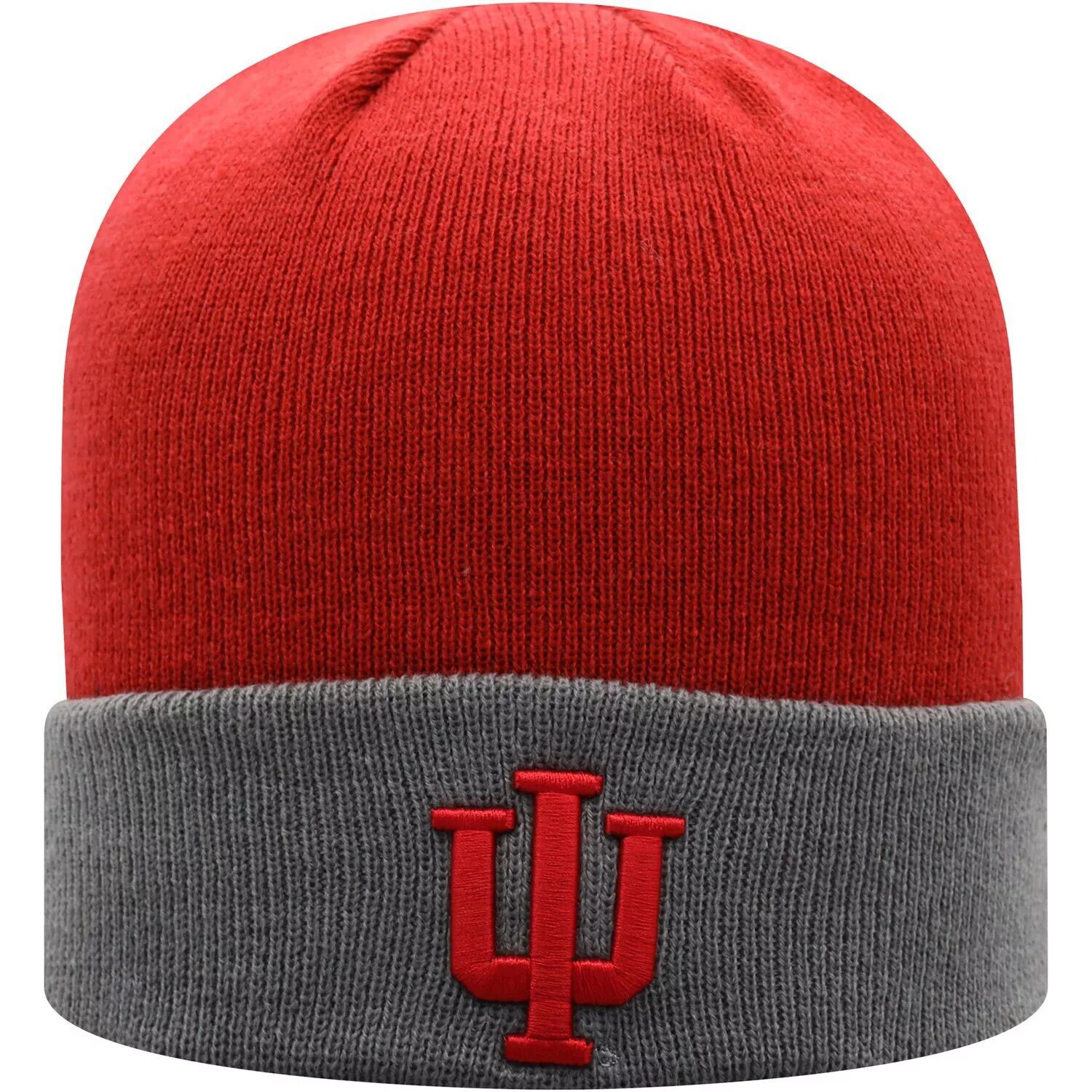 

Мужская двухцветная вязаная шапка Top of the World малинового/серого цвета Indiana Hoosiers Core с манжетами