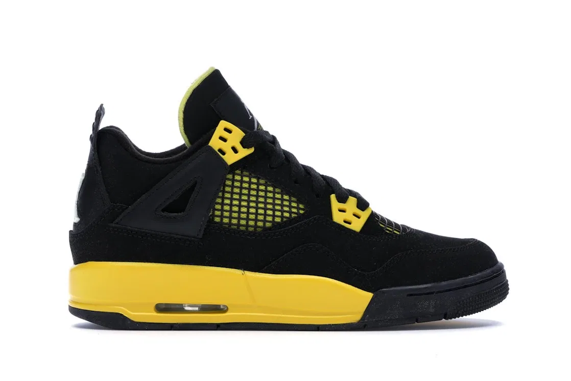 Детские кроссовки Lifestyle с принтом Jordan 4 Retro Thunder (2012) Jordan, Black/White-Tour Yellow
