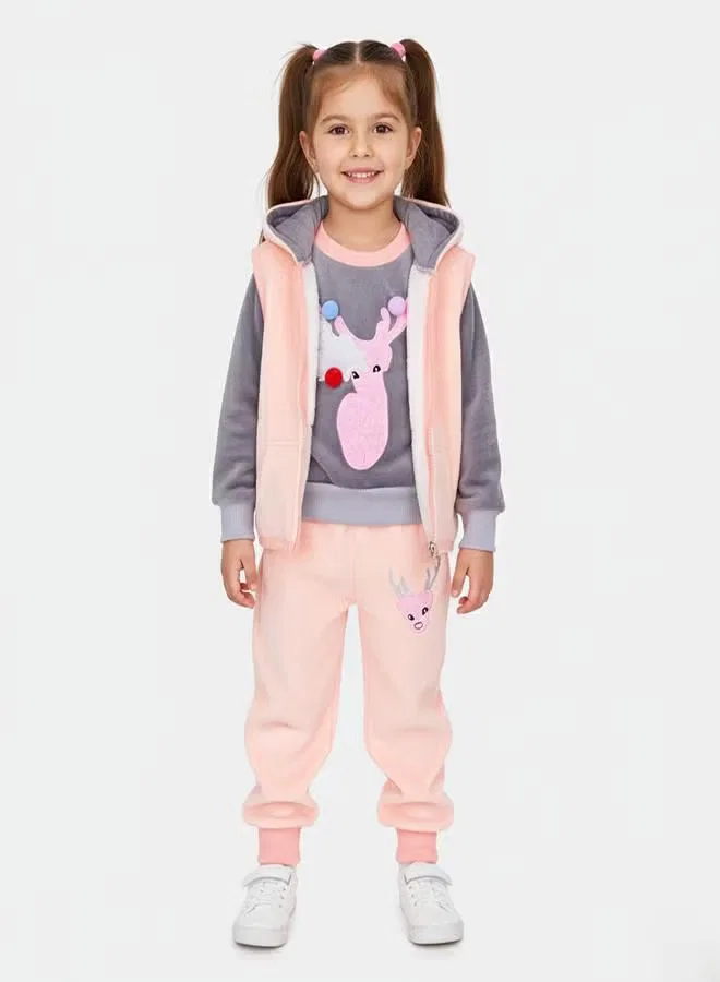 Костюм зимний с жилетом с капюшоном Babyqlo, розовый