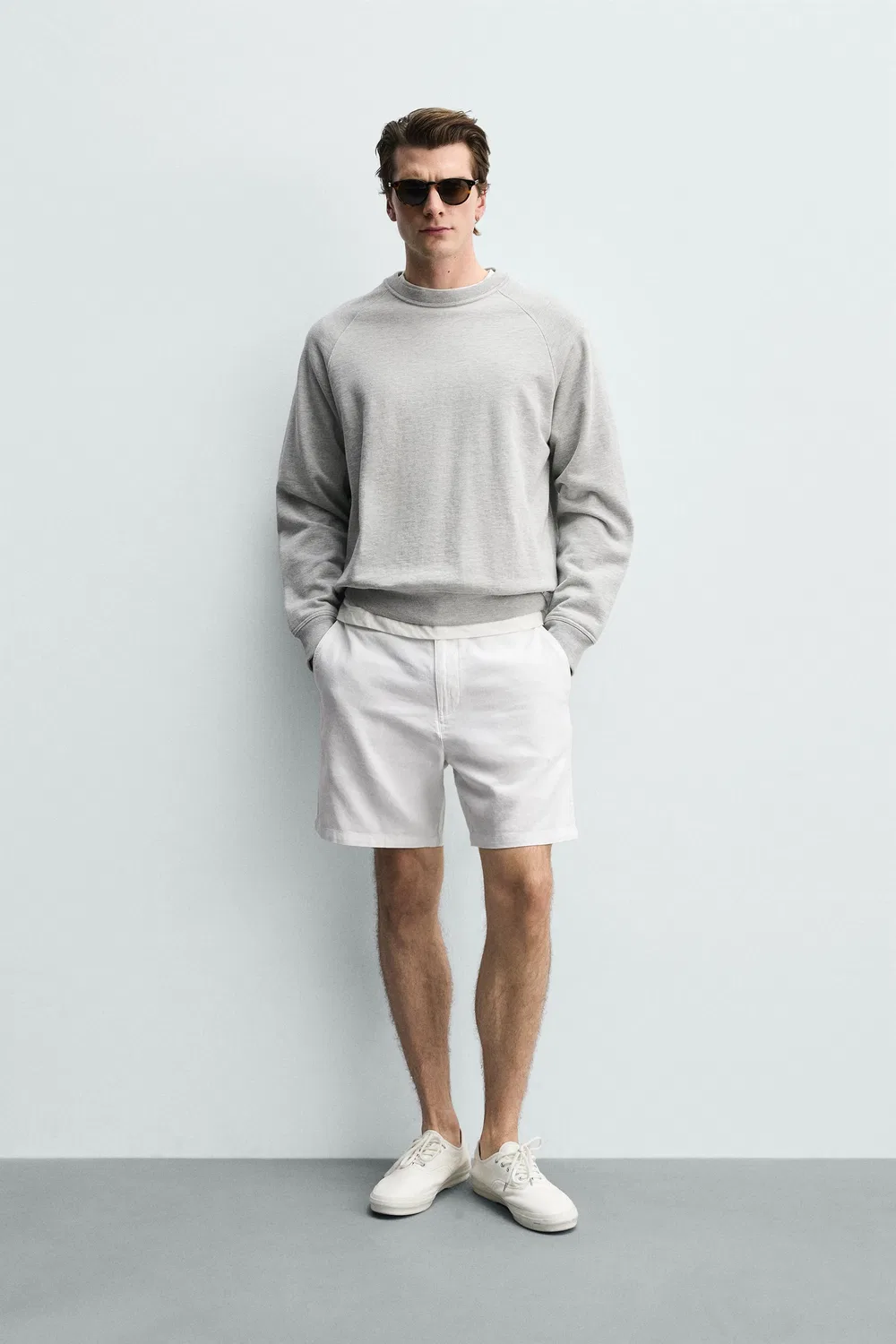 Текстурированные бермудские шорты стандартного кроя ZARA, White