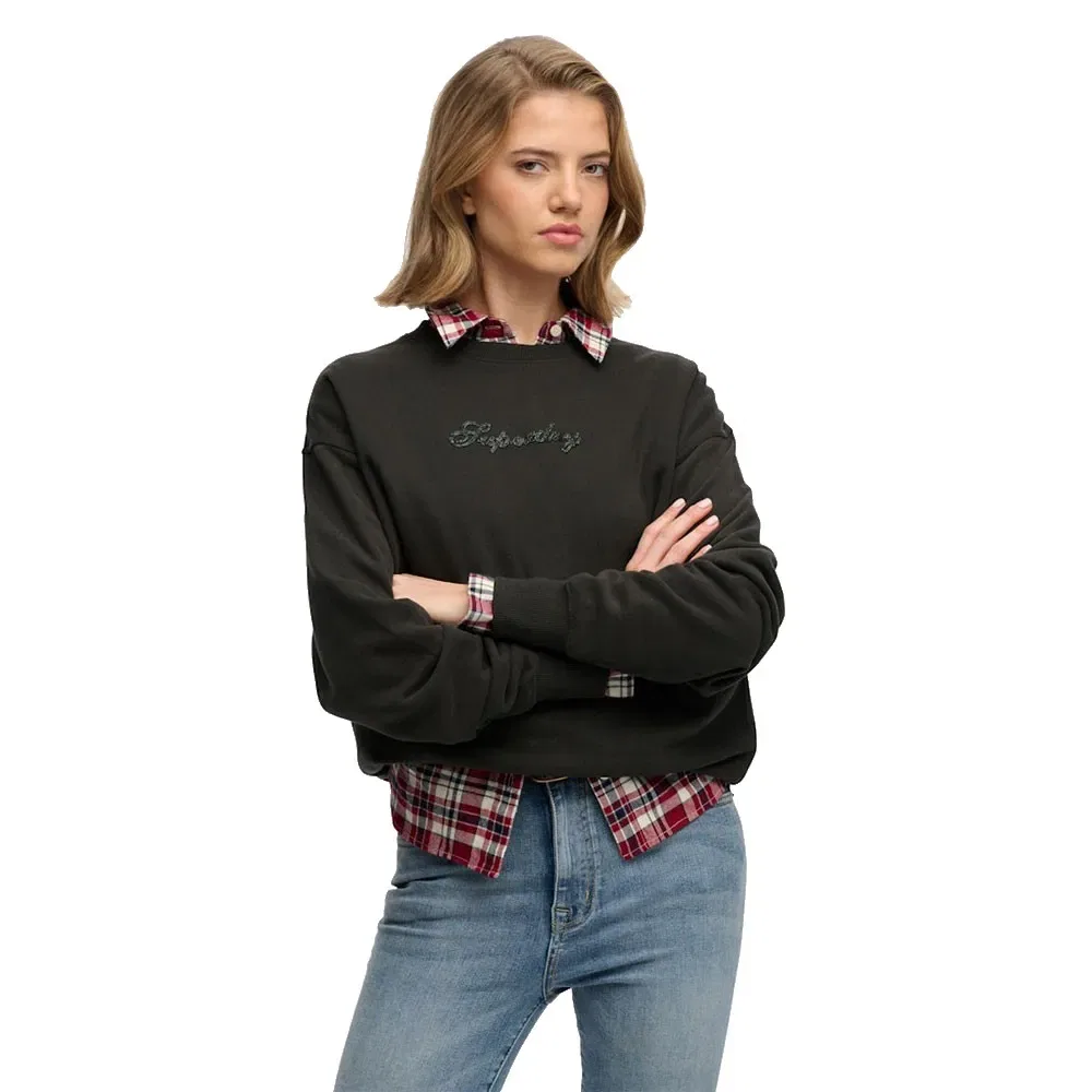 Свитшот свободного кроя Script Brand Loose Crew Superdry, зеленый