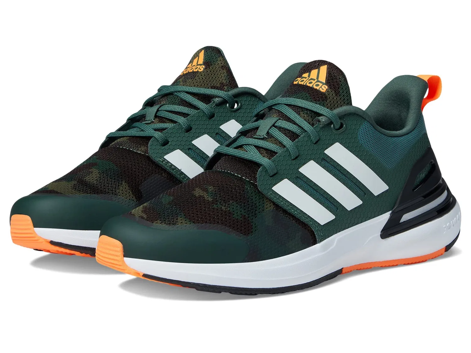 Детские кроссовки для мальчиков с принтом RapidaSport K Adidas, Oxide Green White Orange Screaming — фото 2