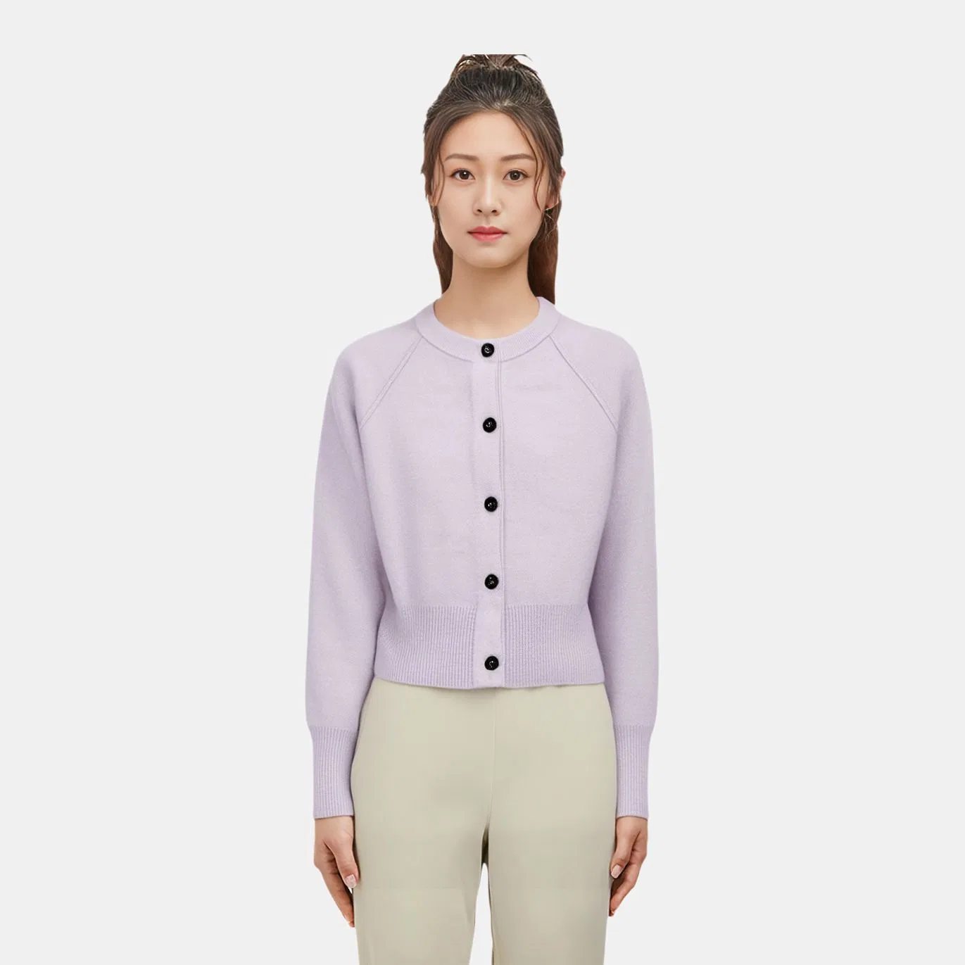 Женский кардиган с круглым вырезом Light Purple ZARA — фото 4