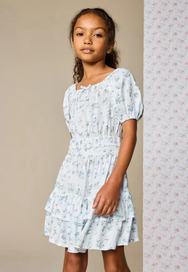 Комплект: юбка A-line и топ на завязках, Floral, Regular fit-set-a-line skirt, Next Ditsy Stripe, синий