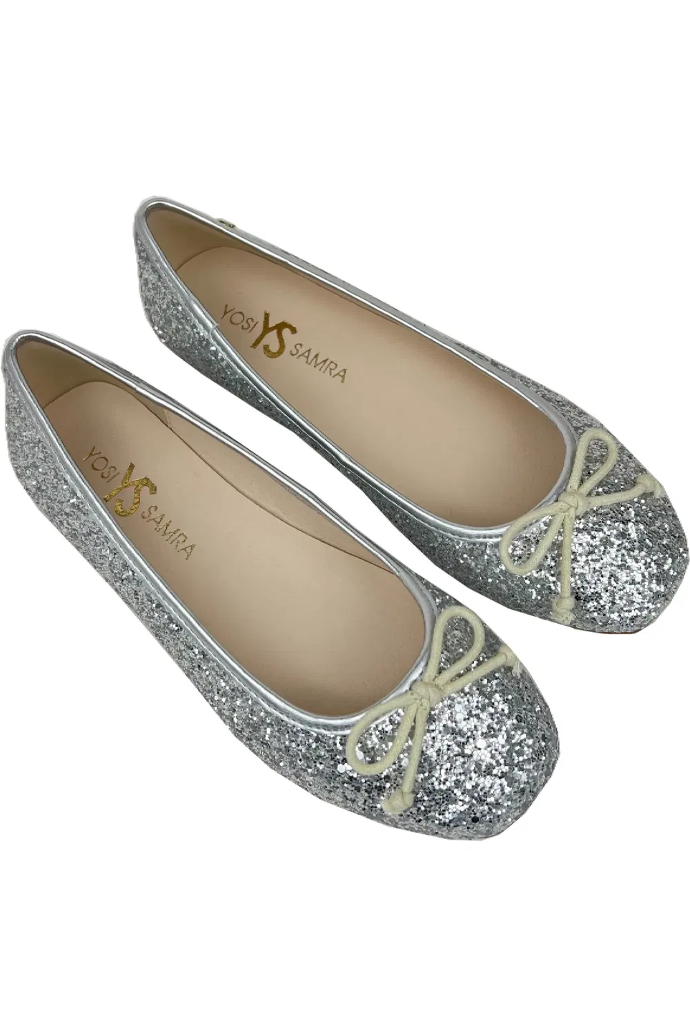 Балетки детские с бантом Miss Sadie Yosi Samra, Silver Glitter