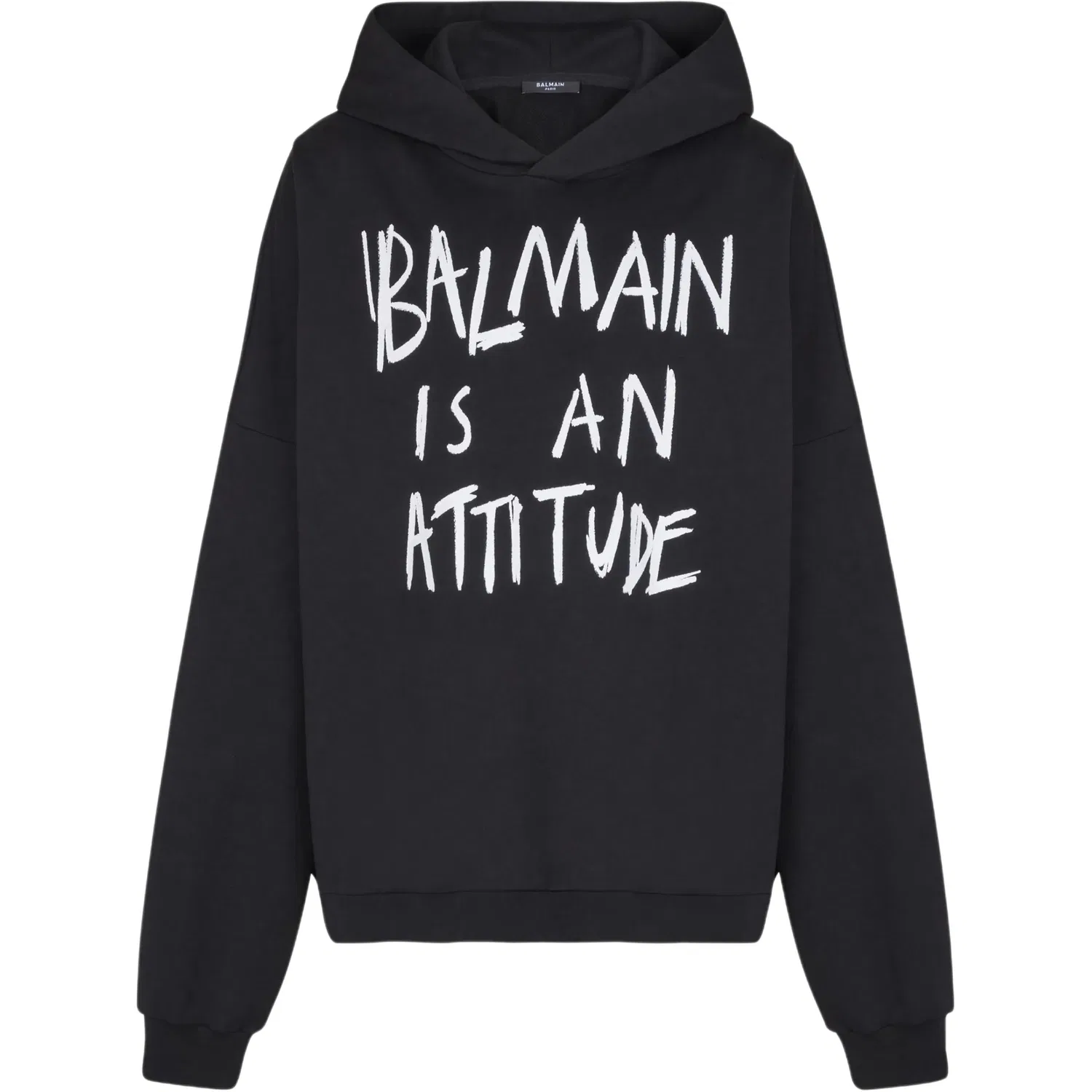 Мужское худи с принтом Logo Printed Hooded Sweatshirt BALMAIN, Black