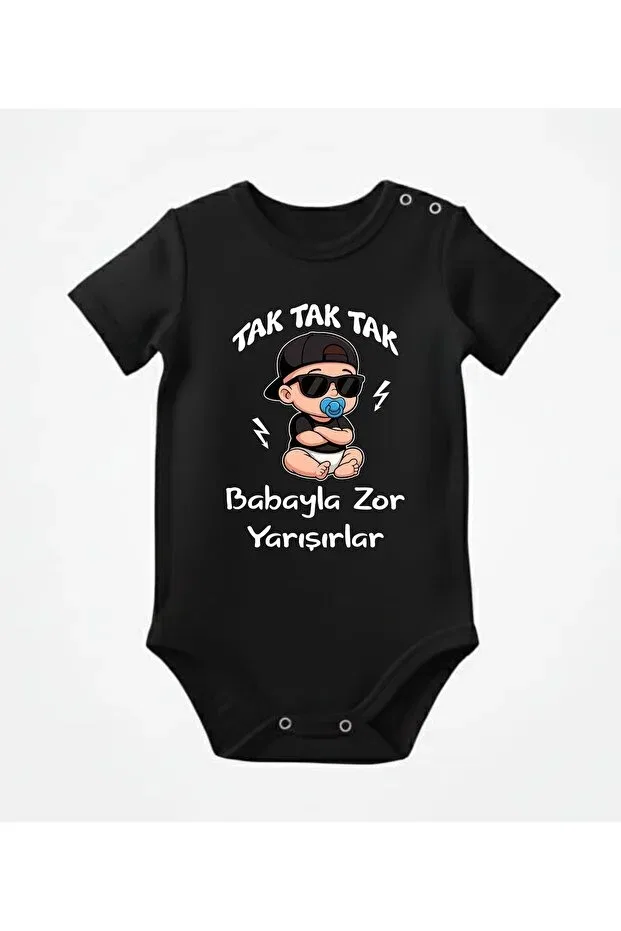 Детское боди с длинным рукавом для новорожденных Venüsdijital, Black Short Sleeve