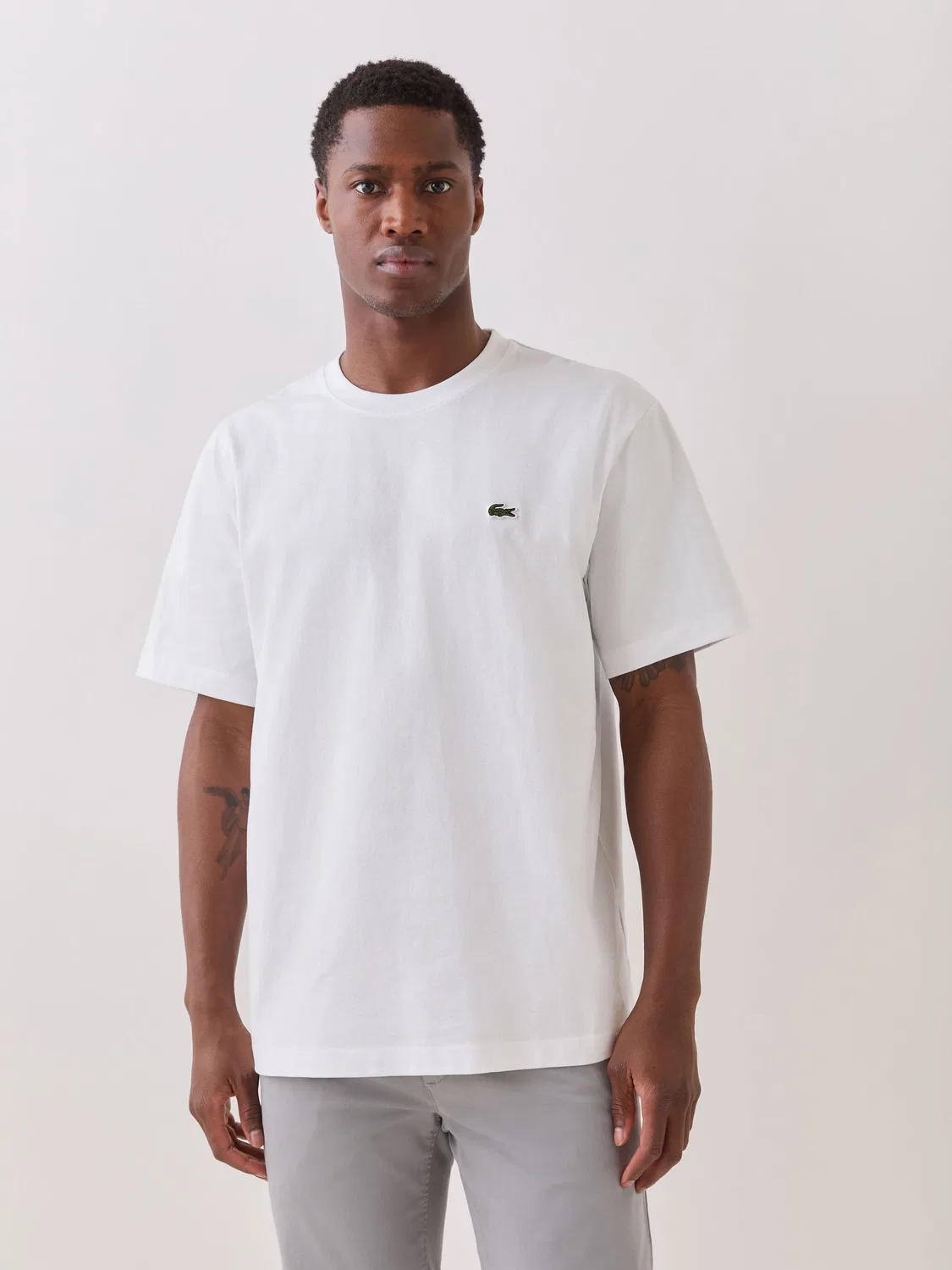 Lacoste Белая футболка свободного кроя из тяжелого джерси
