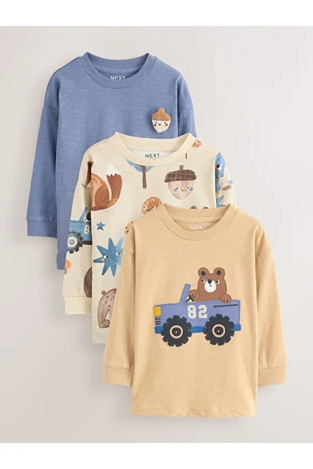 Детский комплект футболок с длинным рукавом с принтом Next Baby, Multicolor
