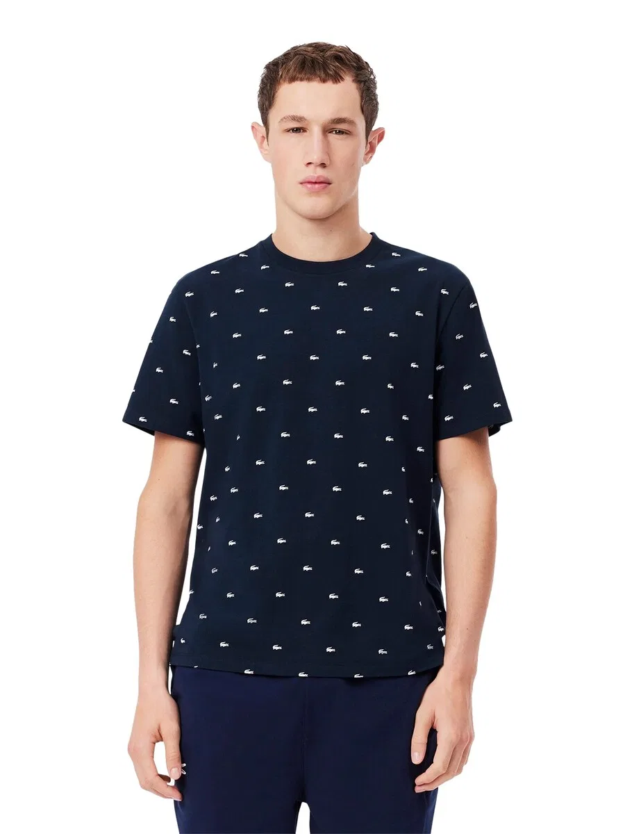 Футболка LACOSTE темно-синего цвета — фото 2