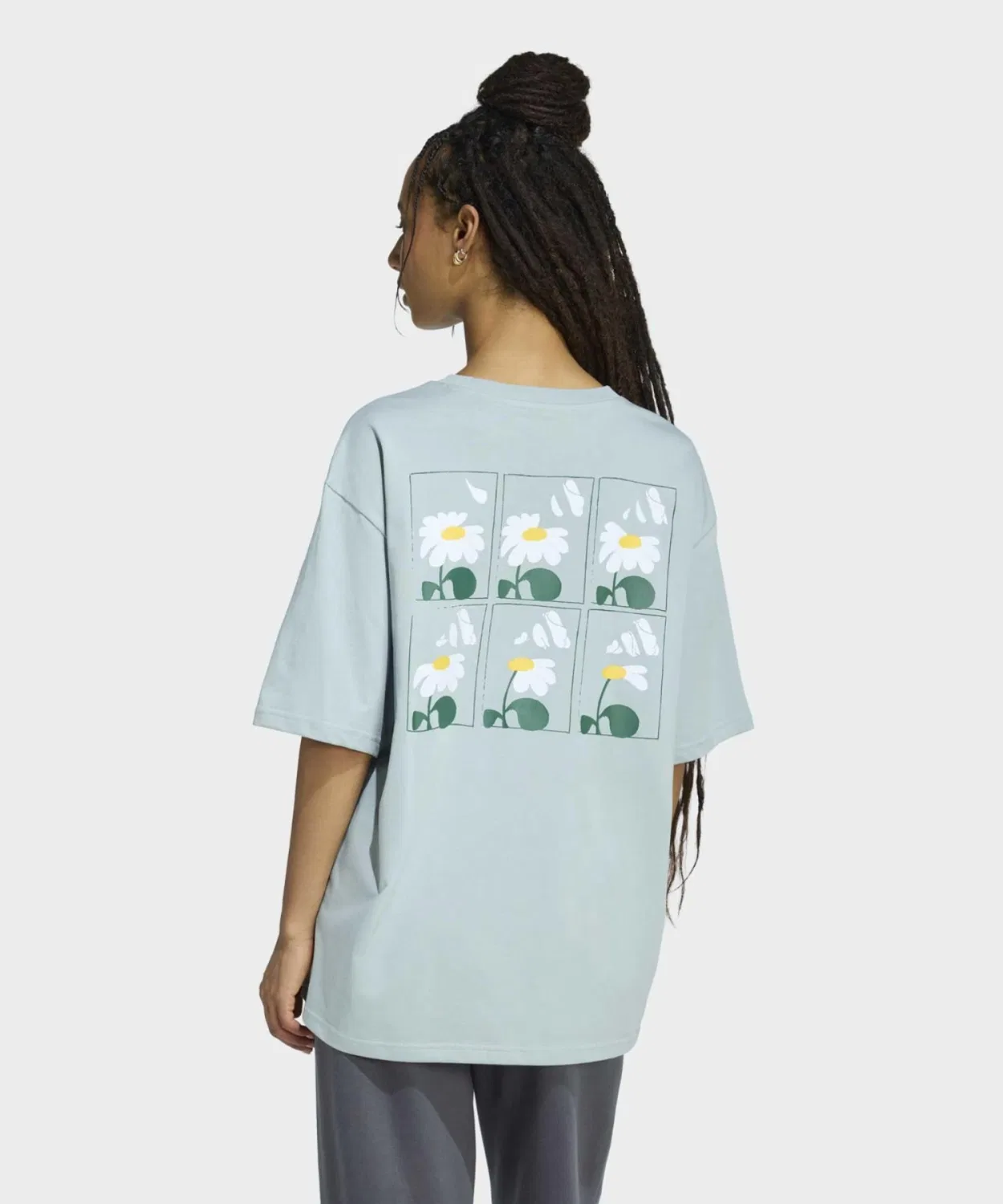 Женская футболка оверсайз с принтом Soft Side Adidas, Green — фото 2