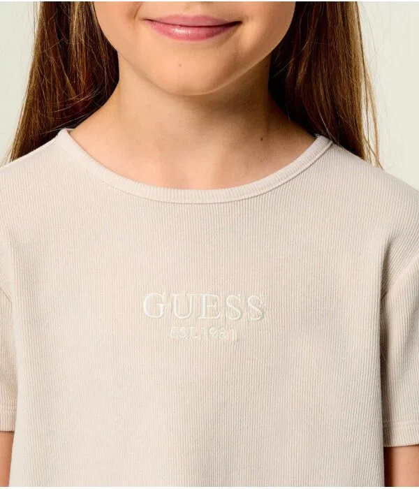 Детская футболка для девочек с укороченным кроем T-Shirt Guess, бежевый — фото 4