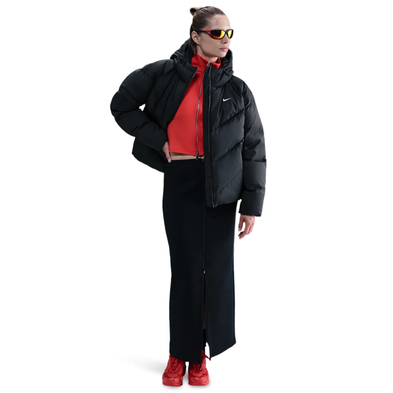 Женская куртка-пуховик Downfill Windpuffer V2 Nike, цвет Sail/Black — фото 4
