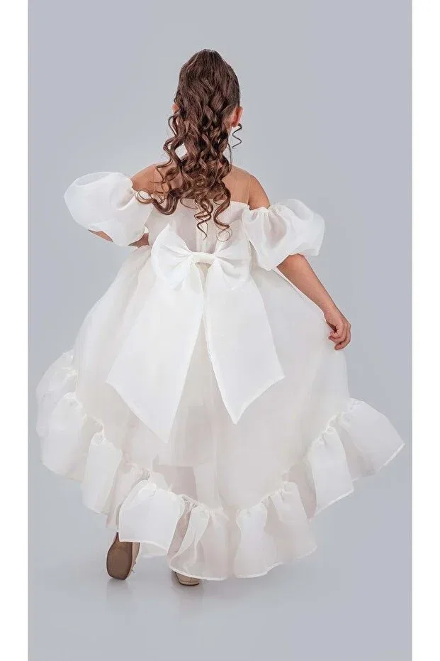 Детское платье для девочек с принтом Arisvi girl's evening dress m00738 Mnk Baby&Kids, White — фото 4