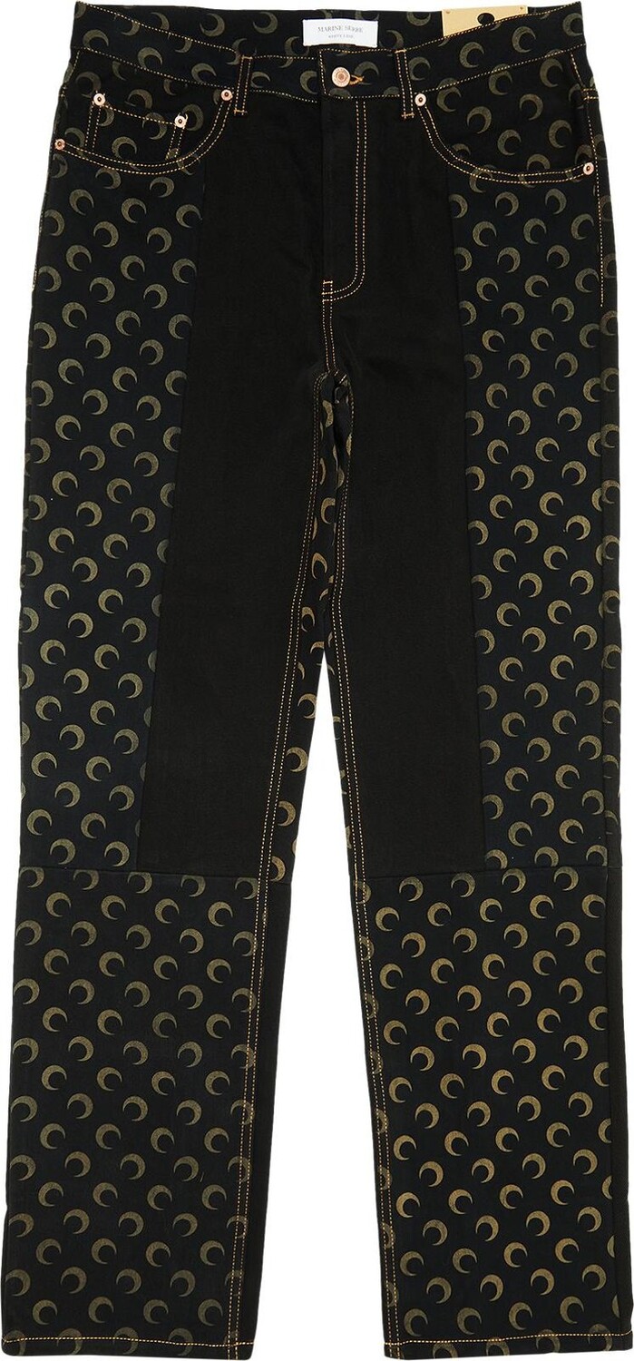 

Брюки Marine Serre Moon Denim Trousers 'Black', черный