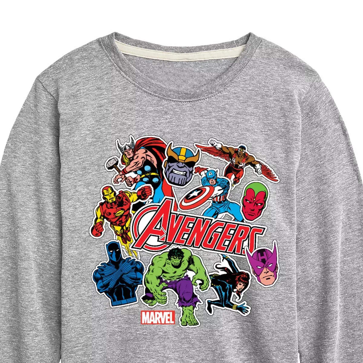 Детское футболка с длинным рукавом Marvel Avengers Stickers Style, Athletic Heather — фото 2