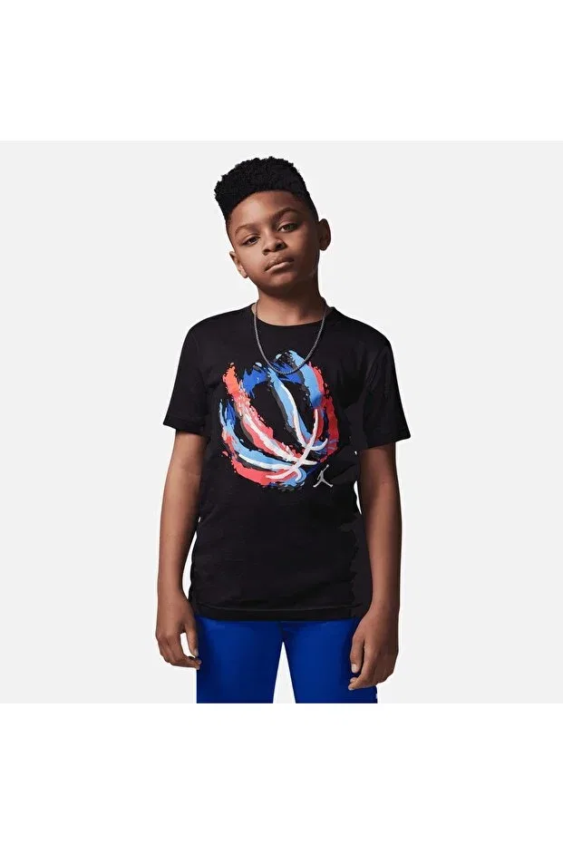 Детская футболка с принтом для девочек Basketball Fire Jordan, Black — фото 3
