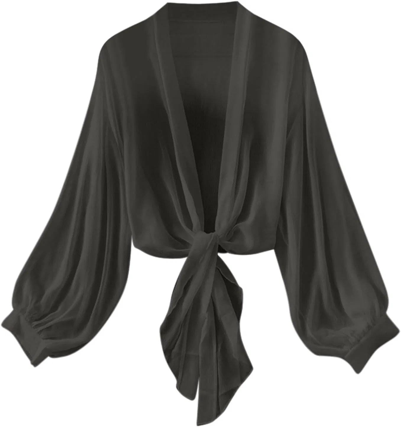 Женская пляжная накидка с V-образным вырезом Oversized Flowy Chiffon, Black