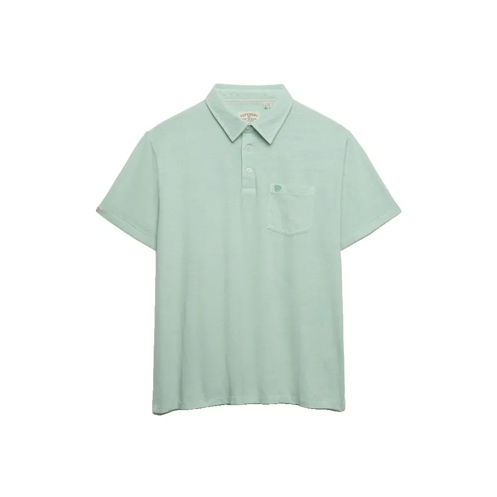 Поло Superdry Classic Cotton Linen Short Sleeve, зеленый — фото 3