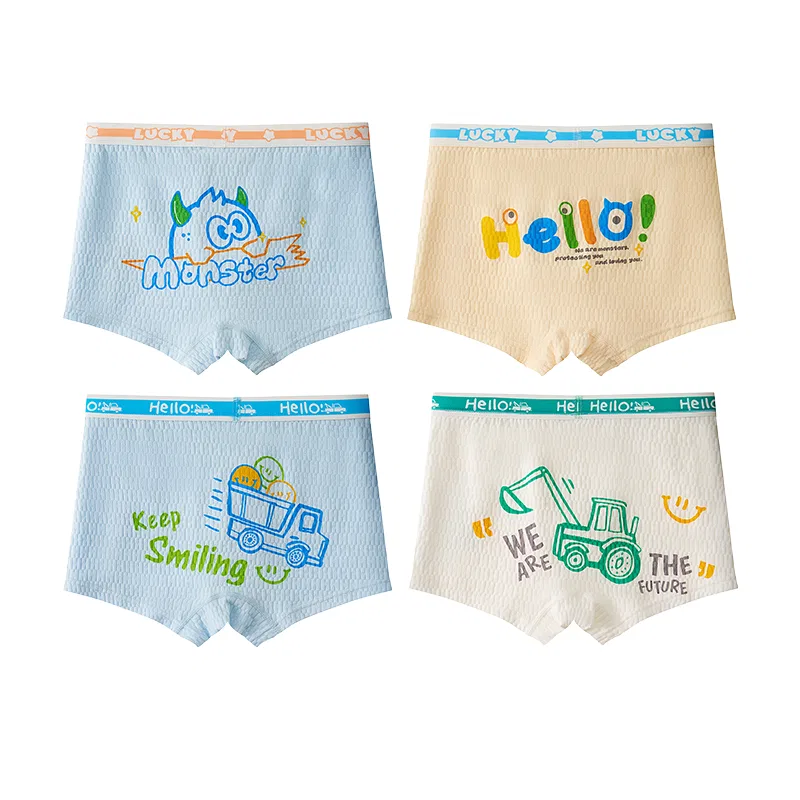 Детские трусы для девочек 4 Pack, Sky Blue+Gold+Sky Blue+Beige Apricot, MIIOW