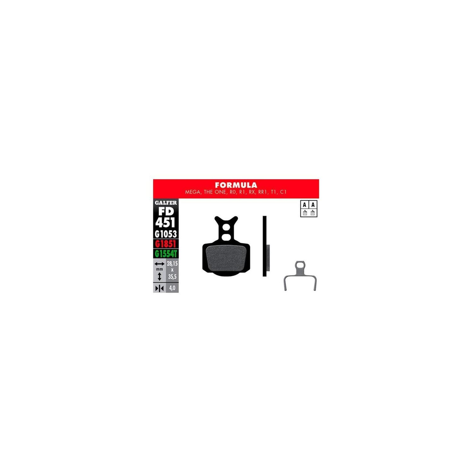 

Стандартная тормозная колодка - Formula Mega, The One, R0, R1, RX, RR1, T1, C1 GALFER BIKE, черный