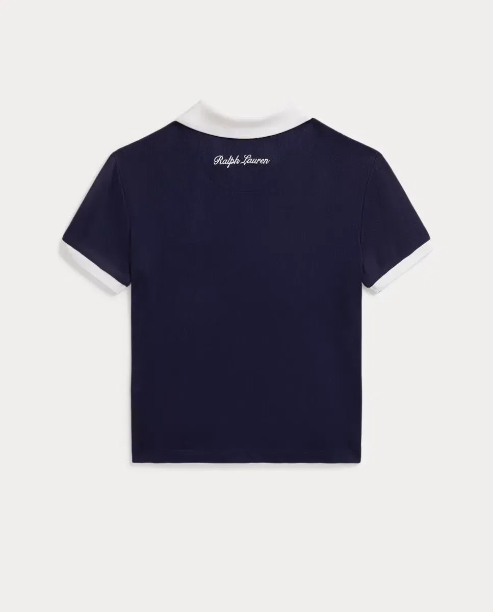 Детское поло для девочек с контрастным воротником Polo Ralph Lauren, Azul Marino — фото 2