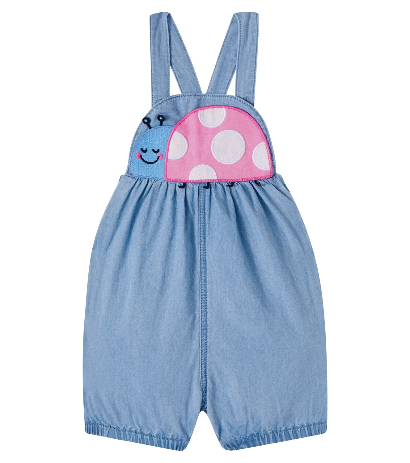 Комбинезон из хлопкового шамбре с вышивкой Stella Mccartney Kids, голубой