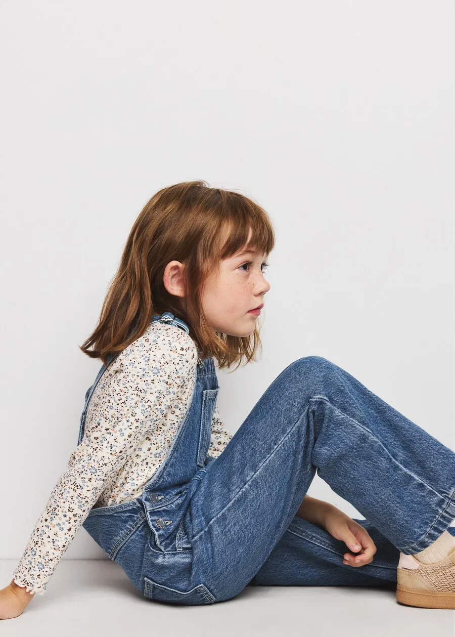 Детский комбинезон MANGO KIDS Regular Overalls 'EMILLE' из синей джинсовой ткани — фото 4