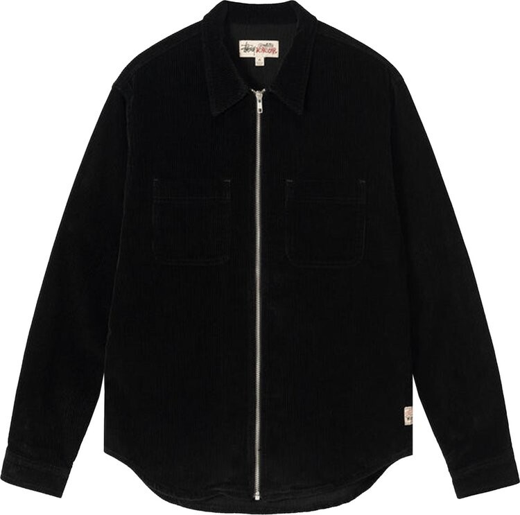 

Рубашка Stussy Wide Wale Cord Zip Shirt 'Black', черный