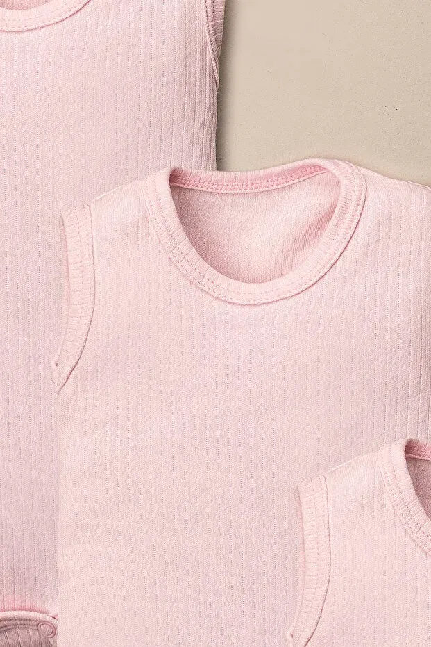 Детское боди-комплект хлопковый 3-предметный Basics Mai Perla, Pink — фото 3