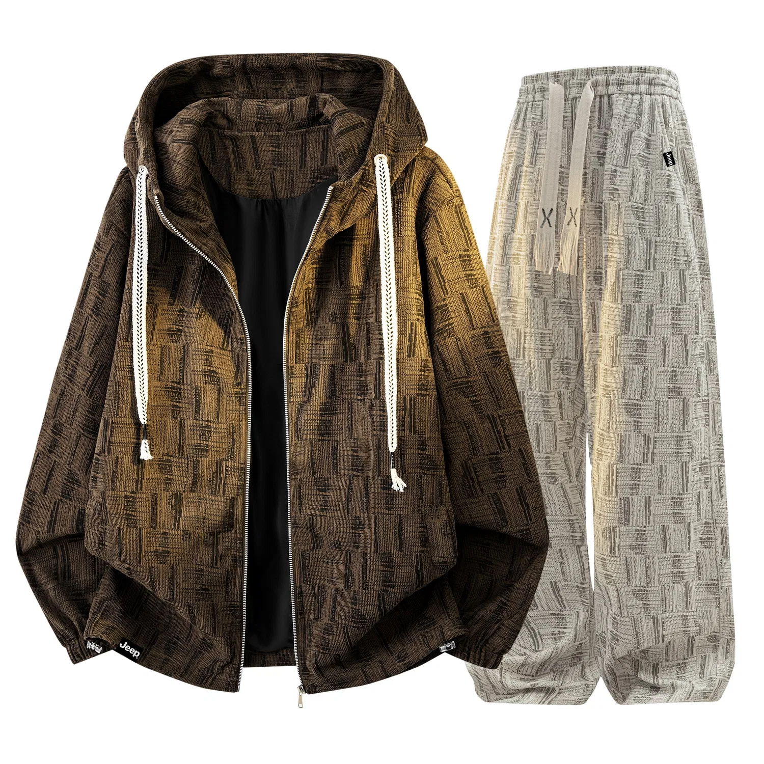 Детский комплект из свитшота и брюк с флисом, модель Jeep Leisure Collection Casual Sportswear, Jeep, Coffee/Beige