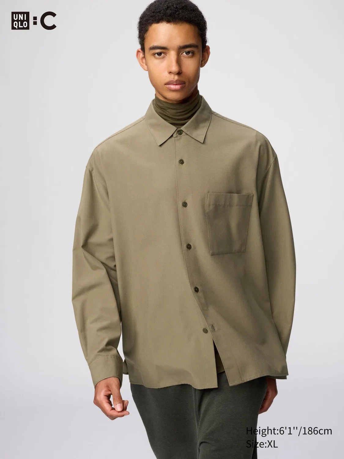 Рубашка Uniqlo, повседневная, хаки