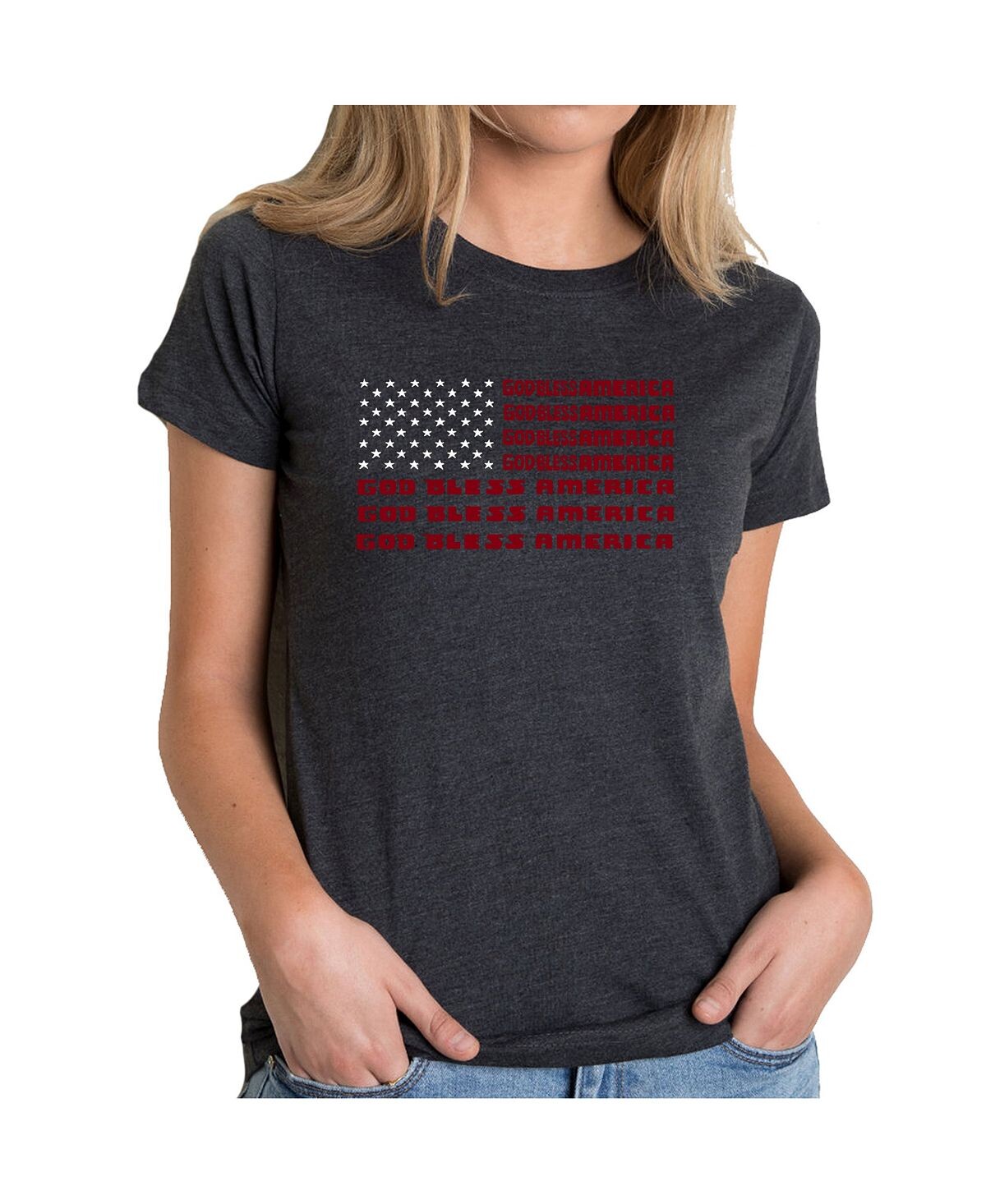 

Женская футболка premium blend с надписью god bless america word art LA Pop Art, черный