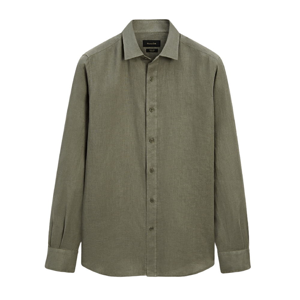 

Рубашка Massimo Dutti 100% Linen Regular Fit, зеленый