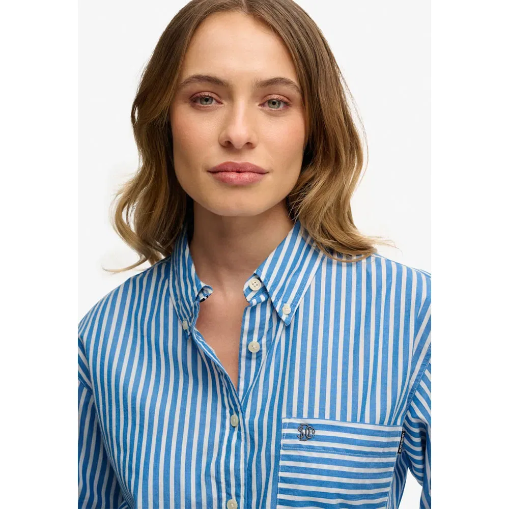 Женская рубашка из поплина свободного кроя Superdry, Blue — фото 4