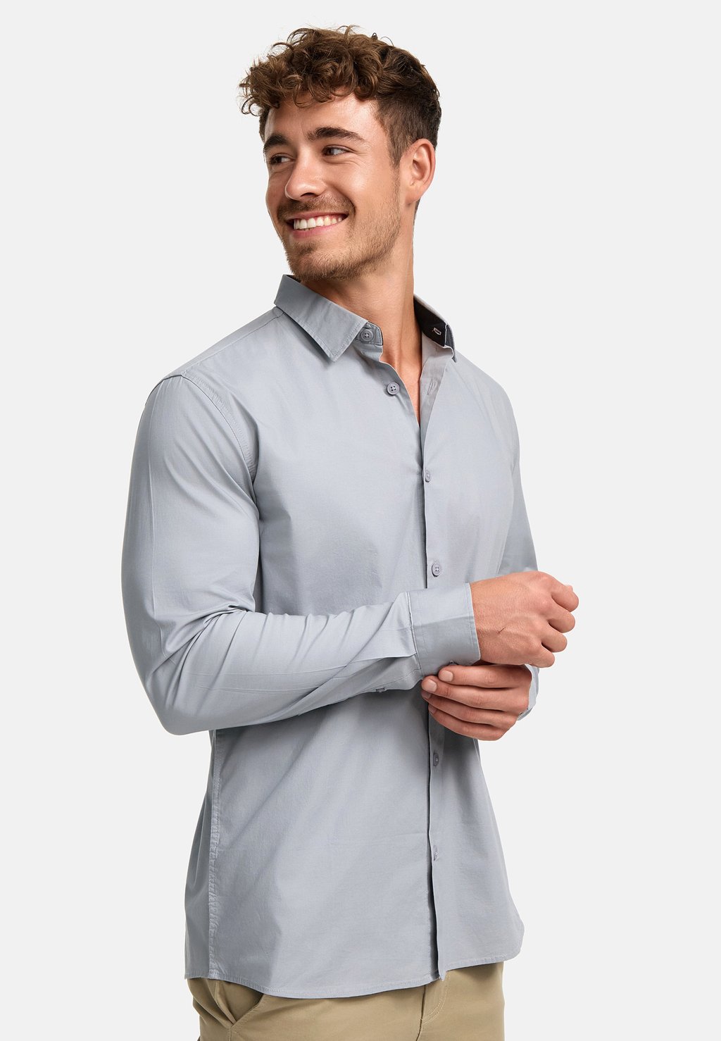 

Рубашка LANGARM INKAMBY INDICODE JEANS, светло-серый