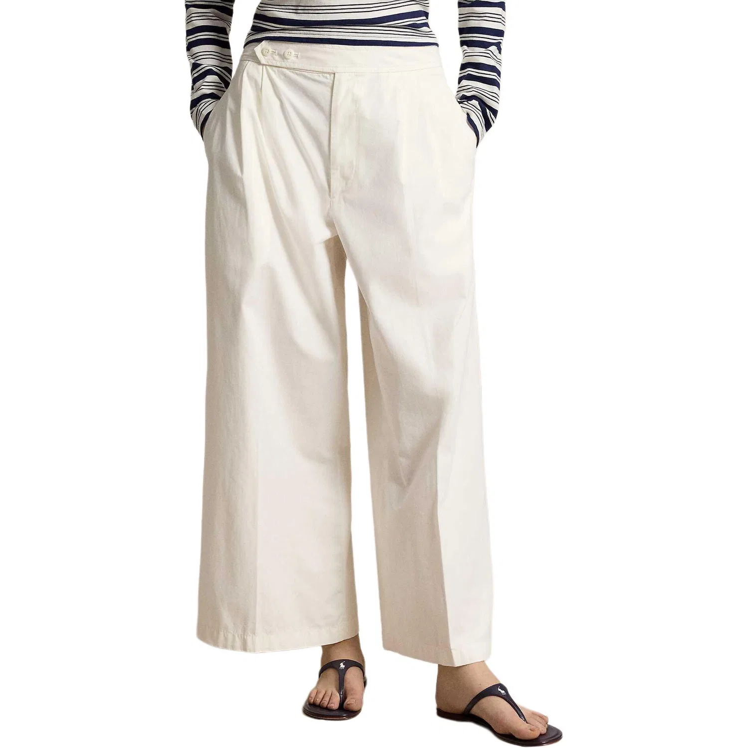 Женские широкие брюки Casual White Moderate Wide Leg Polo Ralph Lauren, White — фото 4